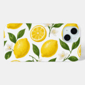 Frische Zitronenmuster mit Blättern und Blüten Case-Mate iPhone Hülle (Rückseite (Horizontal))
