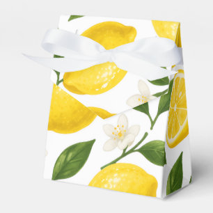 Frische Zitronenmuster mit Blättern und Blüten Geschenkschachtel