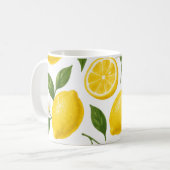 Frische Zitronenmuster mit Blättern und Blüten Kaffeetasse (Vorderseite Links)