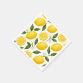 Frische Zitronenmuster mit Blättern und Blüten Serviette (Ecke)