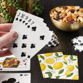 Frische Zitronenmuster mit Blättern und Blüten Spielkarten