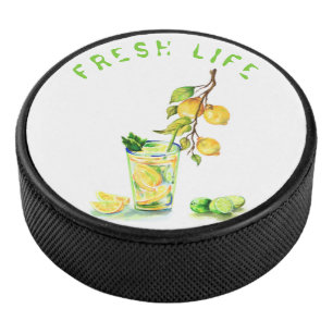 Frische Zitronensaft Cooles Getränk Lemonade Somm Eishockey Puck