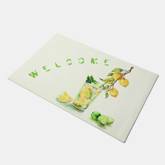 Frische Zitronensäfte Cooles Getränk Sommer Party Fußmatte (Schrägansicht)