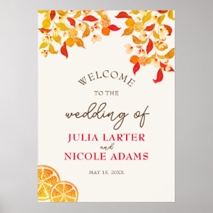 Frische Zitronige Liebe Zitrus Laub Hochzeit Poster