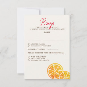 Frische Zitronige Liebe Zitrus Laub Hochzeit RSVP Karte