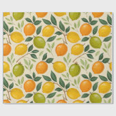 Frische Zitrusernte Botanisch  Geschenkpapier (Flach)