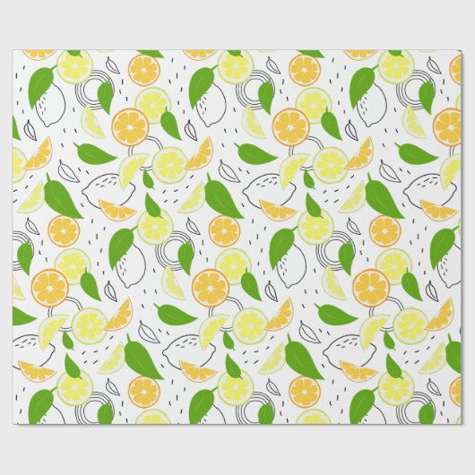 Frische Zitrusfrüchte. Geschenkpapier (Flach)