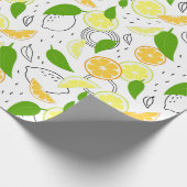 Frische Zitrusfrüchte. Geschenkpapier (Ecke)