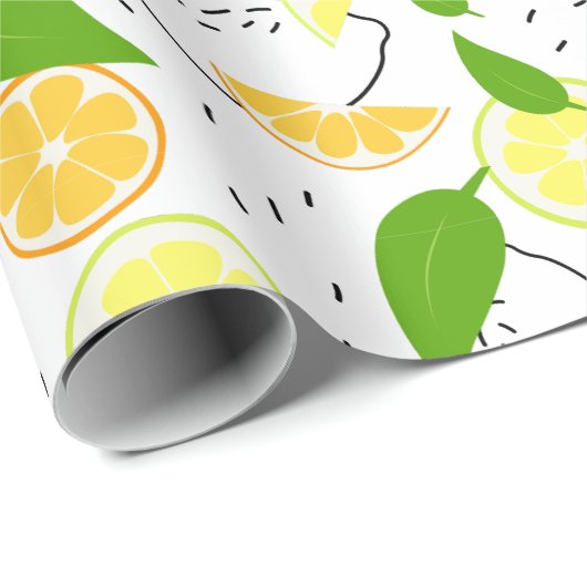 Frische Zitrusfrüchte. Geschenkpapier (Rolleneckpunkt)