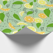 Frische Zitrusfrüchte. Geschenkpapier (Ecke)