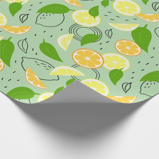 Frische Zitrusfrüchte. Geschenkpapier (Ecke)