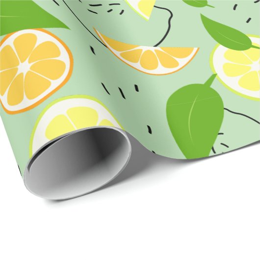 Frische Zitrusfrüchte. Geschenkpapier (Rolleneckpunkt)