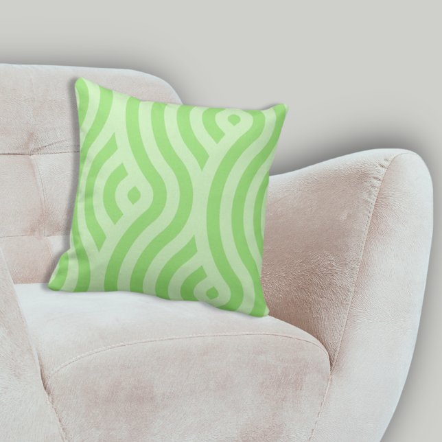 Frische Zwei-Tonen-Wellenmuster Kissen (Fresh Two- Tone Green Striped Wave Pattern Throw Pillow, Living Room)