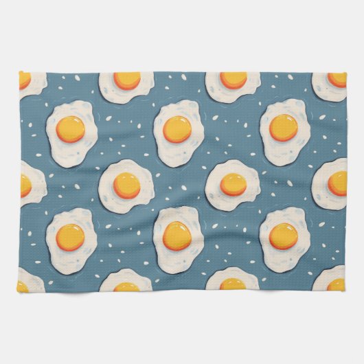 Frischeier auf blau geschirrtuch (Horizontal)