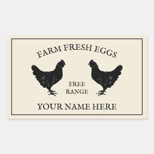 Frischeier aus Freilandhaltung, rustikales Hühnche Rechteckiger Aufkleber (Vorderseite)