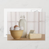 Frischeier, Käse und Milch auf der Rechnung Postkarte (Vorne/Hinten)