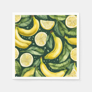 Frischer Bananen und Zitronenscheiben Aquarell-Kun Serviette