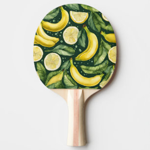 Frischer Bananen und Zitronenscheiben Aquarell-Kun Tischtennis Schläger