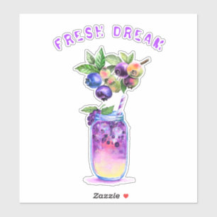 Frischer Blueberry Juice Cool Drink - Sommercockta Aufkleber