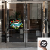 Frischer Coffee Floral Design Coffee Shop Fensteraufkleber (Büro Tür)