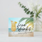 Frischer Drink Beach Hochzeit Save the Date Ankündigungspostkarte (Stehend Vorderseite)