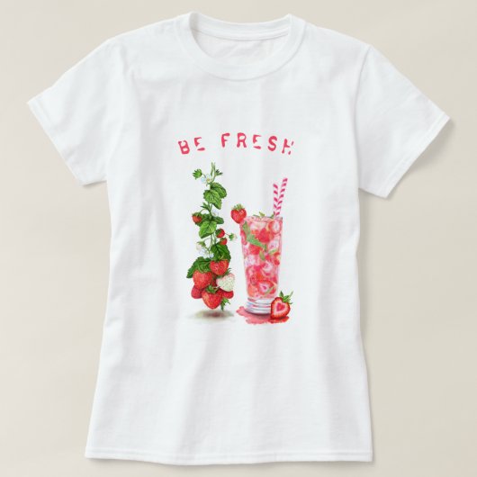 Frischer Erdbeersaft Cooler Drink - Sommerfrüchte T-Shirt (Design vorne)