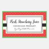 Frischer Erdbeersaft, hausgemachte Bezeichnung Rechteckiger Aufkleber (Vorderseite)