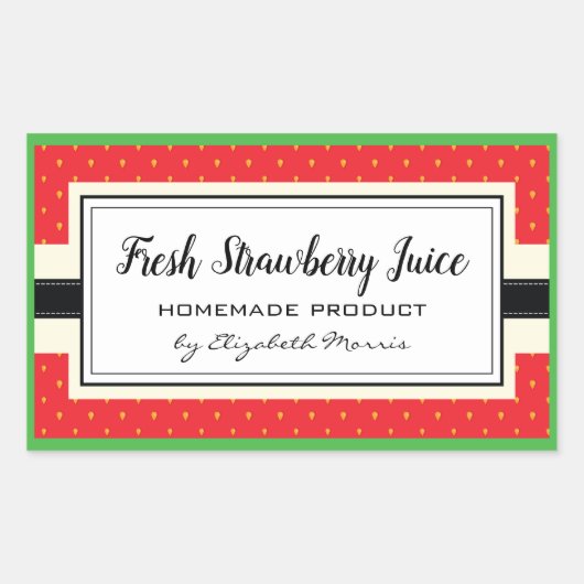 Frischer Erdbeersaft, hausgemachte Bezeichnung Rechteckiger Aufkleber (Vorderseite)