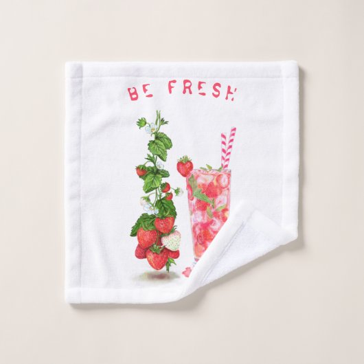 Frischer Erdbeertrunk Badehandtücher - Eigener Tex Badhandtuch Set (Waschlappen)