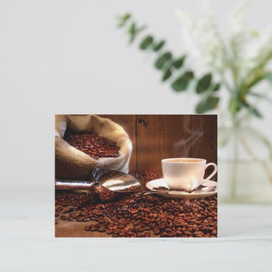 Frischer Erdkaffee Postkarte (Stehend Vorderseite)