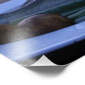 Frischer Fisch auf dem Teller mit Gemüse Fotodruck (Ecke)