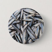 Frischer Fisch - Lebensmittelzutaten. Button (Vorderseite)