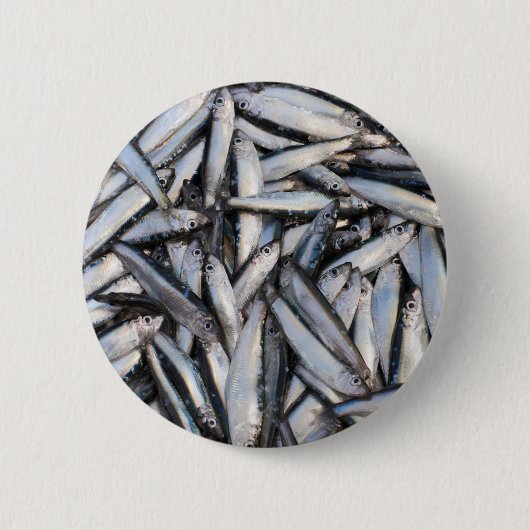 Frischer Fisch - Lebensmittelzutaten. Button (Vorderseite)