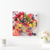 Frischer Fruchtsalat Quadratische Wanduhr (Zuhause)