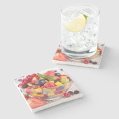 Frischer Fruchtsalat Steinuntersetzer (Seitenansicht)