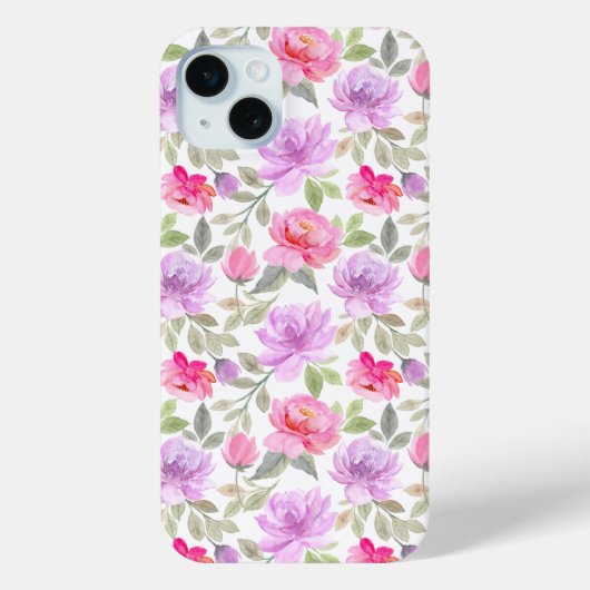 Frischer Frühlingsvibe: Rosa und lila florales Des Case-Mate iPhone Hülle (Rückseite)
