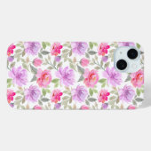 Frischer Frühlingsvibe: Rosa und lila florales Des Case-Mate iPhone Hülle (Rückseite (Horizontal))