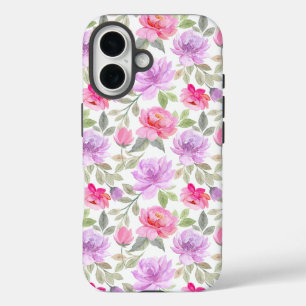 Frischer Frühlingsvibe: Rosa und violettes florale iPhone 16 Hülle