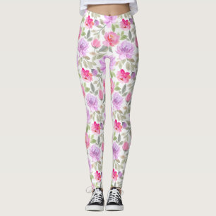 Frischer Frühlingsvibe: Rosa und violettes florale Leggings