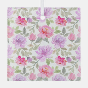 Frischer Frühlingsvibe: Rosa und violettes florale Ornament Aus Glas