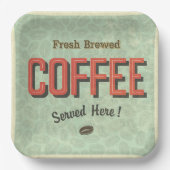 Frischer, gebrühter Kaffee wird hier serviert Pappteller (Vorderseite)