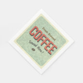 Frischer, gebrühter Kaffee wird hier serviert Serviette (Ecke)