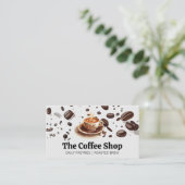 Frischer Kaffee-Cup | Kaffeebohnen Visitenkarte (Stehend Vorderseite)