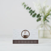 Frischer Kaffee-Cup | Ziegelmauer | Lochkarte Visitenkarte (Stehend Vorderseite)