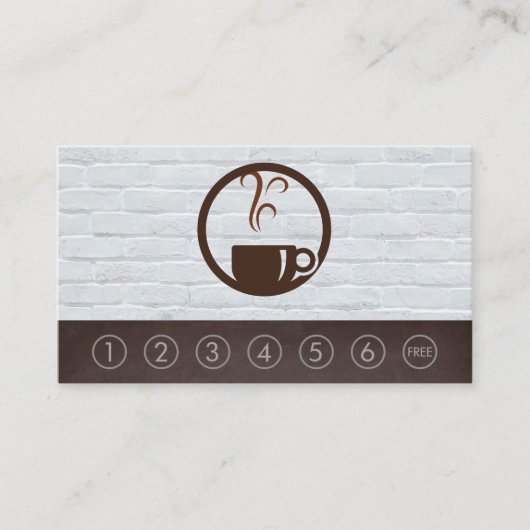Frischer Kaffee-Cup | Ziegelmauer | Lochkarte Visitenkarte (Vorderseite)