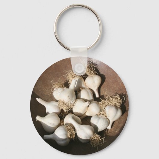 Frischer Knoblauch auf dem Shaker Square Bauern Ma Schlüsselanhänger (Vorderseite)