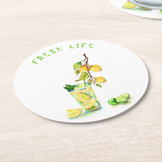Frischer Lemon Drink Paper Untersetzer - Benutzerd (Angewinkelt)