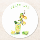 Frischer Lemon Drink Paper Untersetzer - Benutzerd (Vorderseite)