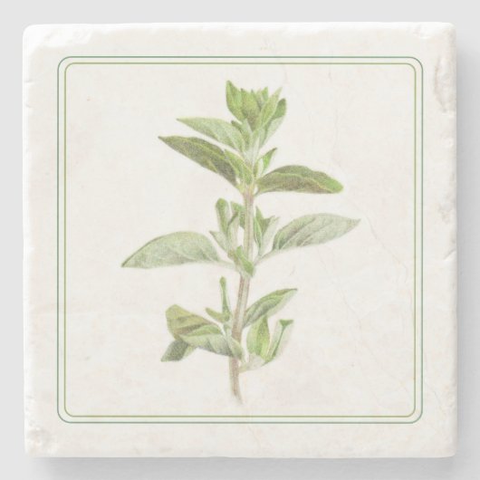 FRISCHER OREGANO-Marmorstein-Untersetzer (-text) Steinuntersetzer (Vorderseite)