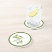 FRISCHER OREGANO Runder Sandstein Untersetzer +Tex (Seite)